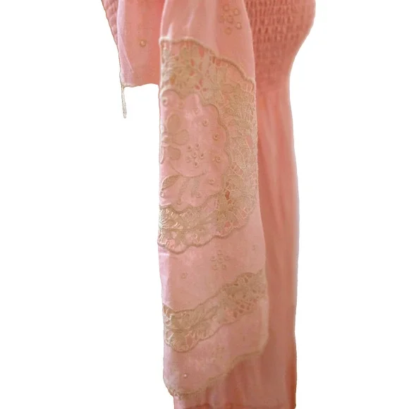 Antica Sartoria Off The Shoulder Boho Pink hippie Maxi Dress one size small - Picture 15 of 16